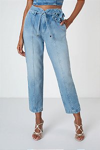 Calça Trend Algodão Com Cinto Flor de Lis