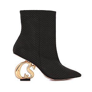 Bota Ankle Boot Snake Preto Carmen Steffens