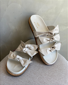 Papete Couro Laço Miss Mohr 25190 Off White