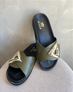 Papete Couro Miss Mohr 25235 Verde Musgo