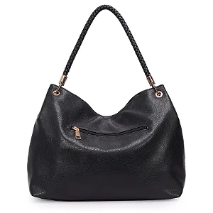 Bolsa Hobo Grande Com Alça Trancada Role WJ Preto