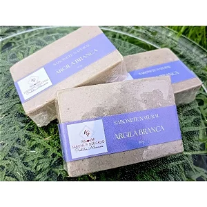 Sabonete Artesanal de Argila Branca Limpeza Suave Clareadora e Hidratação Natural da Pele
