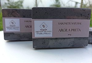 Sabonete Artesanal de Argila Preta Natural Limpeza Profunda Controle de Oleosidade