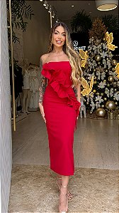 Vestido Mídi Babado 5 Estrelas !