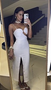 Vestido Midi Recorte Busto 5 Estrelas !