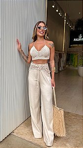 Conj. Calça Linho/Crochê !
