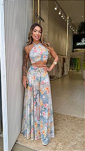Conj. Tule Floral Pantalona 5 Estrelas !