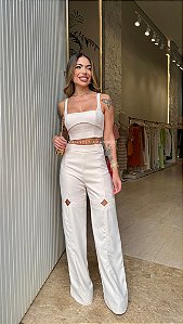 Conj. Cropped/Pantalona Abertura 5 Estrelas !