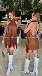 Vestido Sued Franjas 5 Estrelas !