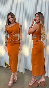 Vestido Midi Abertura Cintura 5 Estrelas !