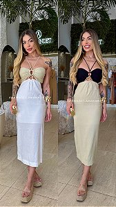 Vest. Midi Com Decote Em Argolas Open !