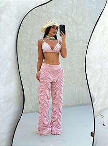 Conjunto Top/Calça Drapeada Kaira !