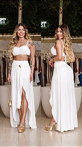 Conj. Viscose Top Trança/Saia Fluida Malibu !