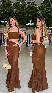 Conj. Cropped/Saia Crochê Sereia 5 Estrelas !