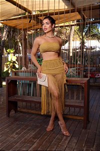 Conj. Rayon Cropped TQC Saia Franjas/Short !