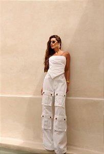 Conj. Jeans Cropped TQC Assimetrico/Calça Cargo !