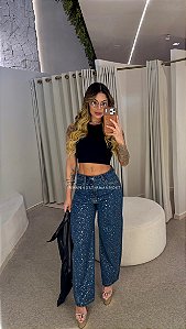 Calça Jeans Recorte Bag Brilho !