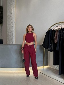 Conjunto Alfaiataria Cropped Corset/Calça 5 Estrelas !
