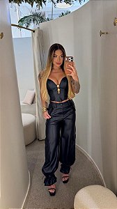 Conjunto Calça Cargo/Couro P.U “My” !