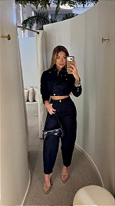 Conj. Sarja Jaqueta Cropped Gola Alta/Calça 5 Estrelas!