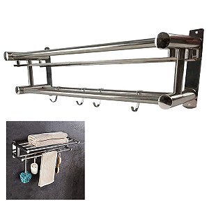 Organizador Prateleira Banheiro Cozinha Inox Porta Tempero Condimentos Shampoo Condicionador Gancho Toalha Utensilios