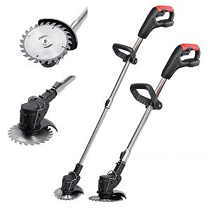 Cortador Aparador de Grama Potente Bateria Recarregavel Sem Fio Roçadeira Cabo Ajustavel Seguro Jardim Quintal