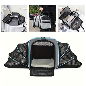 Bolsa de Transporte para Cao Gato Cachorro Pet Animal de Estimaçao Expansivel Pequeno Porte Lazer Aviao Carro Onibus