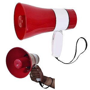 Megafone Alto Falante Gravador de Voz Sirene Cartao SD Bateria Recarregavel Microfone Potente Portatil