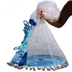 Tarrafa Chinesa 7,20m Rede Pesca Disco Lançador Malha 4cm