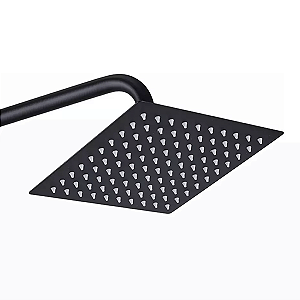 Ducha Chuveiro Inox Quadrado Slim 20X20 Preto Fosco Parede