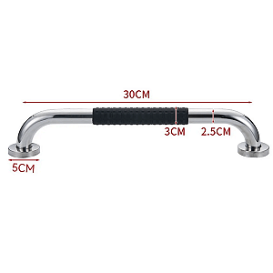 Barra de Apoio Inox 30cm Antiderrapante para Segurança e Acessibilidade