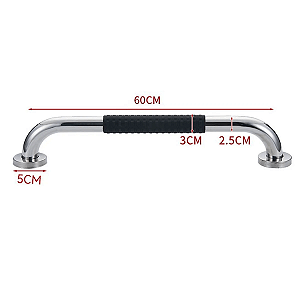 Barra Apoio Inox 60Cm Antiderrapante Box Banheiro Idosos