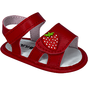 Sandália Bebê Menina Recém Nascida Macia Confort Luxo Bibi Lili Cor:Vermelho/Morango