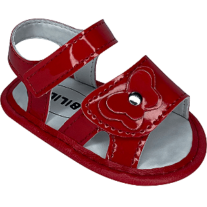 Sandália Bebê Menina Recém Nascida Macia Confort Luxo Bibi Lili Cor:Vermelho/Borboleta