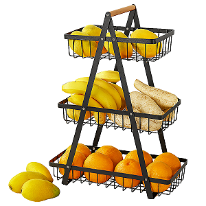 Fruteira De Mesa 3 Andares Cesto De Frutas Legumes Multiuso Organizador