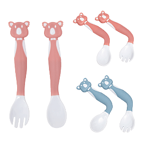 Kit Talher Bebê Introdução Alimentar Flexível Coala Bichinho Buba