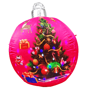 Bola Inflável de Natal com Luz LED 1,2m Decoração Festas Jardim Casa