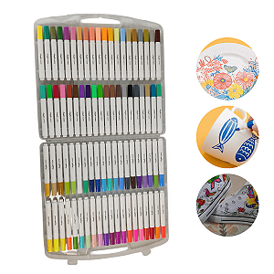 Kit 80 Canetas Marcador Acrílico Permanente Colorida Brush