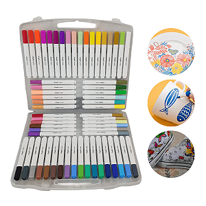 Kit 60 Canetas Marcador Acrílico Permanente Colorida Brush