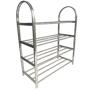 Sapateira 4 Andares Prateleira Inox 12 Pares Calçado Tenis Sapato