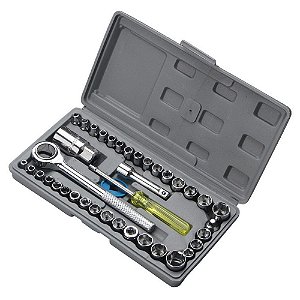 Kit Jogo Chave Catraca Reversivel Jogo De Soquete 40 Pecas Maleta Estojo (2782)