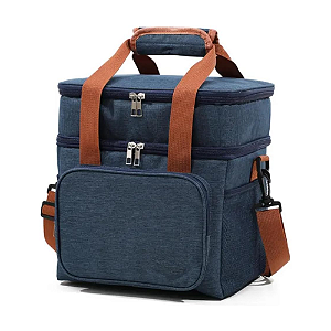 Bolsa Térmica Com Alça Transversal 2 Compartimentos Cor: Azul