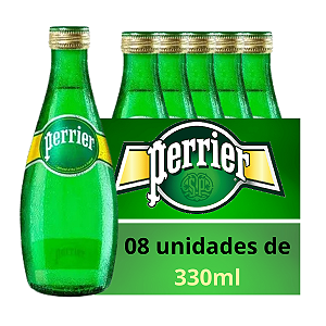 Água Mineral Francesa Gaseificada Perrier 330ml 8 garrafas
