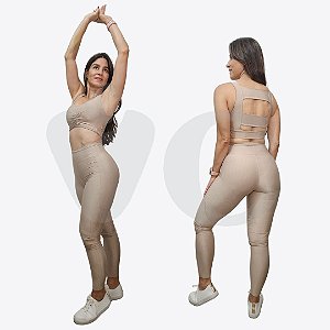 CONJUNTO POLIAMIDA CANELADO BRILHOSO CREME