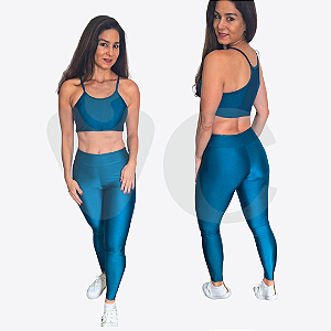 CONJUNTO BRILHO CALÇA E TOP VERDE PETRÓLEO