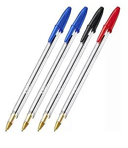 Caneta Esferográfica 1.0 Mm Bic Cristal C/ 4 Canetas Cor do exterior Transparente