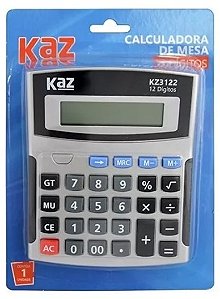 Calculadora De Mesa 12 Dígitos Tecla Macia Visor Grande Cor Cinza/Preto - Kaz