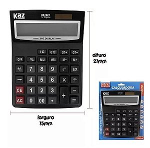 Calculadora De Mesa 12 Digito Comercial Escritório Display Cor Preto - Kaz