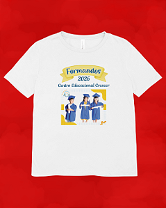 Camisa Infantil Personalizada Gola Careca  (Branca)