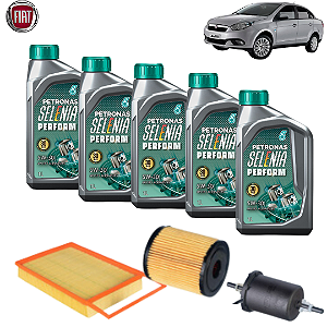 KIT TROCA DE ÓLEO GRAN SIENA 1.6 e-Torq 5W30 + FILTROS (TA1505, TOE1502,FCFB001)